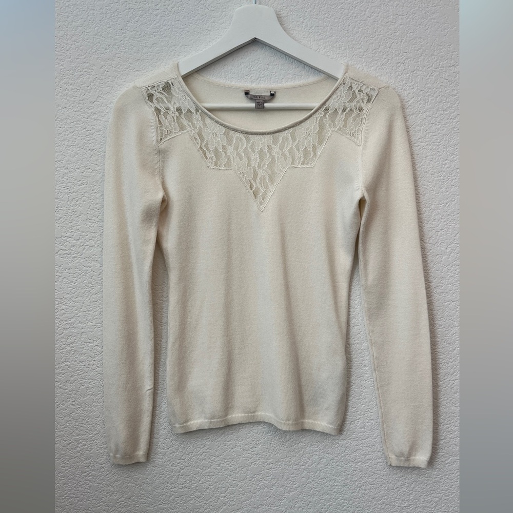 Guess Cream Lace Detail Sweater